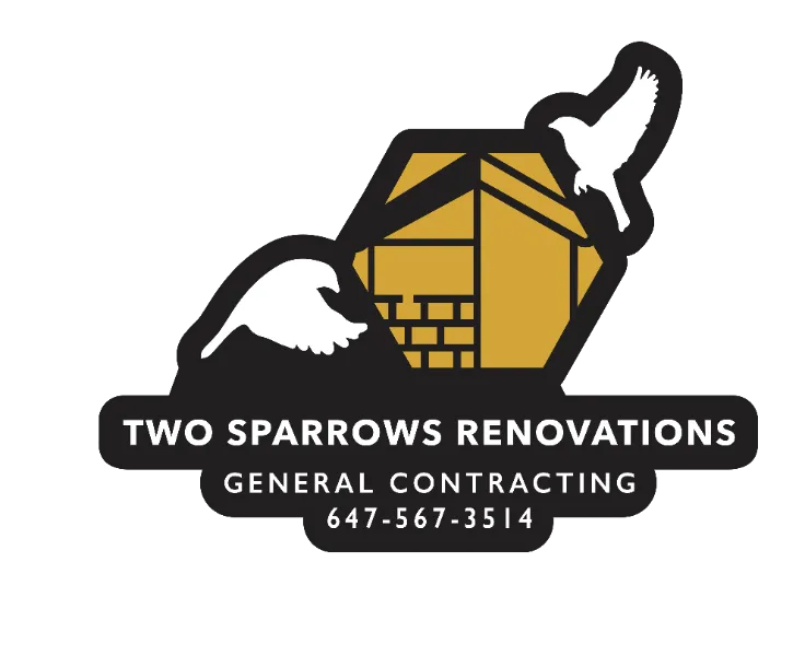 Two Sparrows Renovations General Contracting logo with sparrows